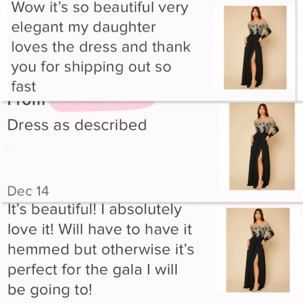 Off Shoulder Embroidered High Slit Maxi Dress Black Gold Long Sleeve - Picture 14 of 16